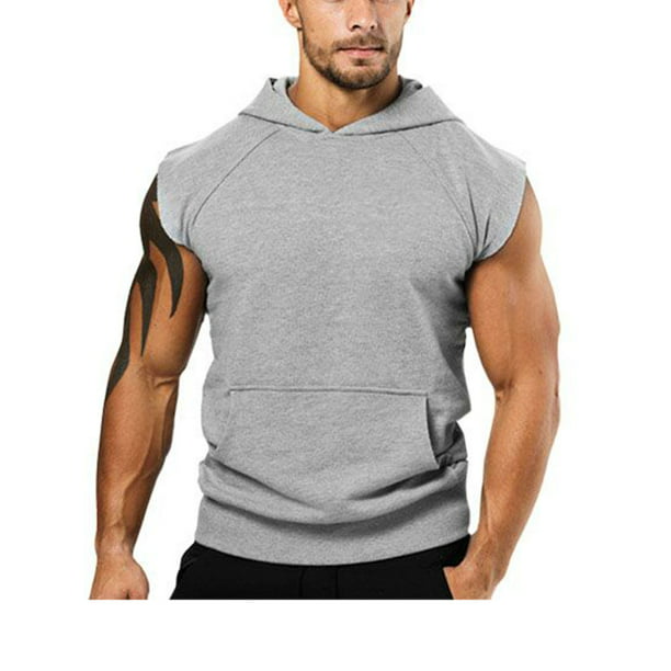 Mens Summer Tank Tops Zip Hooded Sleeveless Vest Top Fitness Muscle Jumper T-Shirt Casual Sport Cool Designer Shirt Gym Holiday Cotton Bodybuilding Top